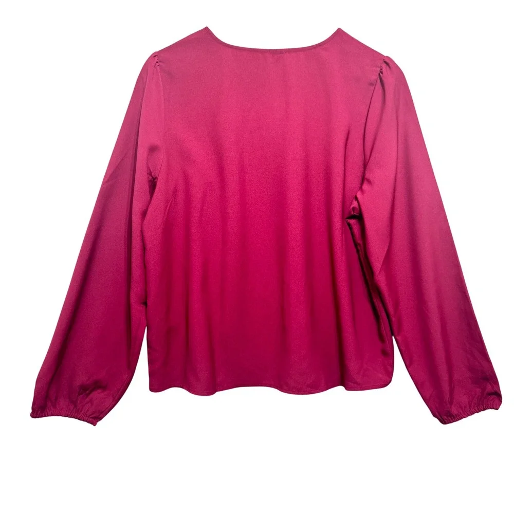 New‎ J. Crew Burgundy  Long Sleeve Keyhole Neck Blouse Top Women's Size L
